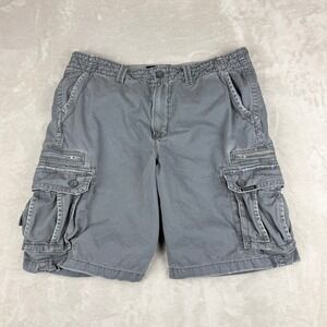 Quiksilver Cargo Shorts Men 38W Gray Utility Skater Surfer Streetwear Grunge Y2K